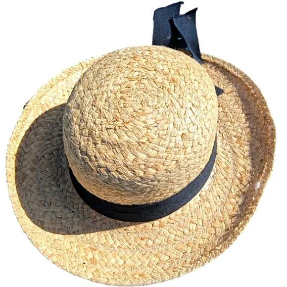 Fiesta Made in U.S.A. Straw Sun Hat With Black Ribbon Detail - Picture 2 of 4